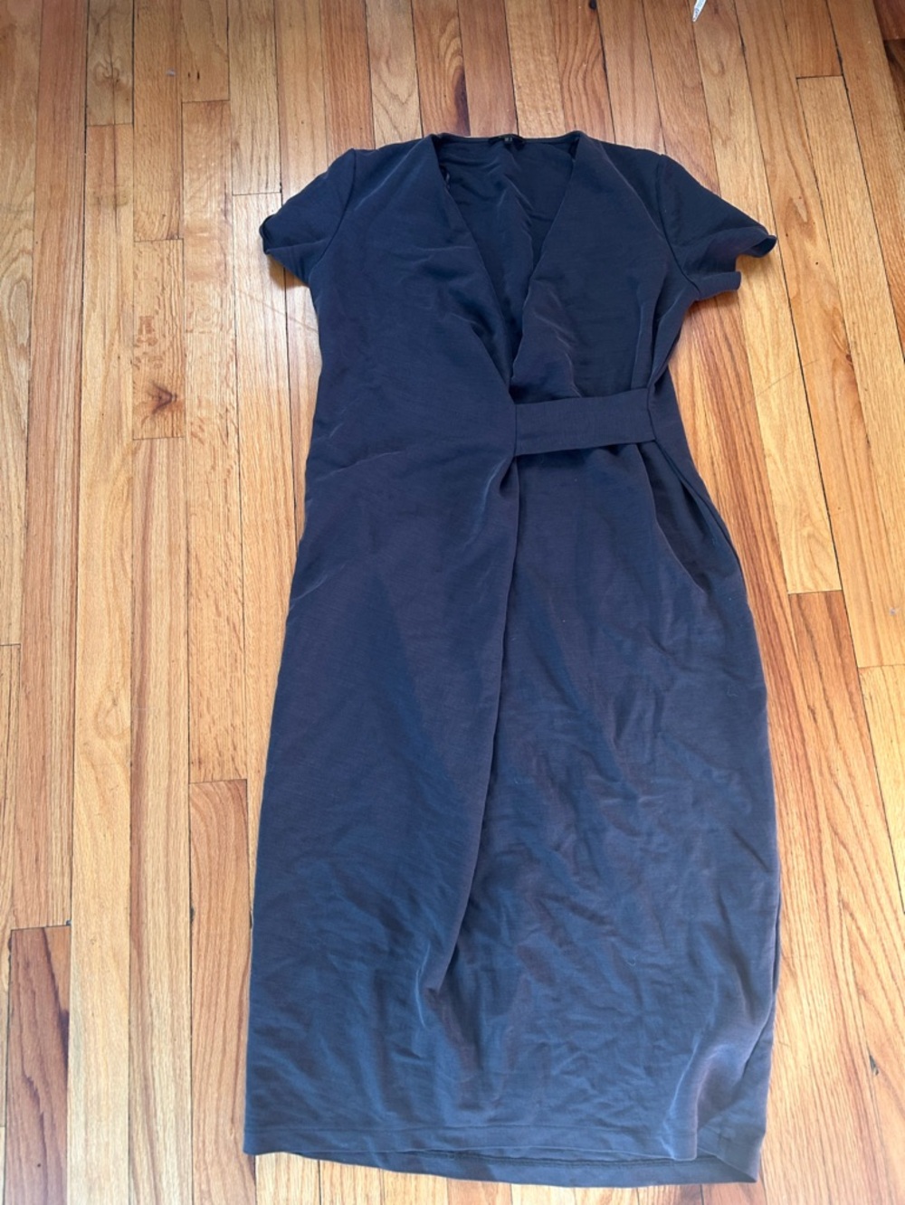 Women's Short-Sleeve Wrap-Front Dress in Dark Navy massimo Dutton size small